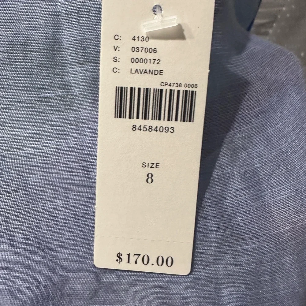 NWT By Anthropologie Lavender and Lime Square-Neck Slit Dress Sizes 6 & 8 - Picture 7 of 8